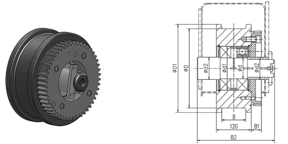 Gear crane wheel assembly